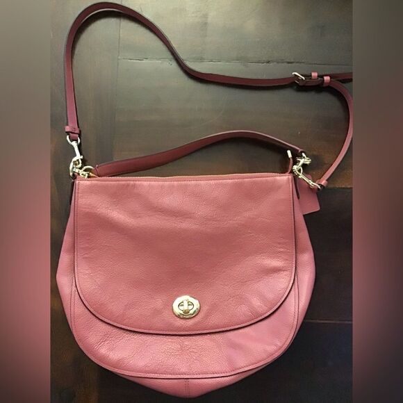 Coach New York Turnlock Leather Hobo Bag - Picture 1 of 10
